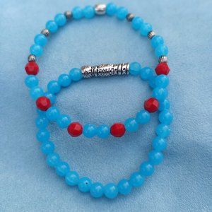 Microbeaded Blue/Red Bracelet